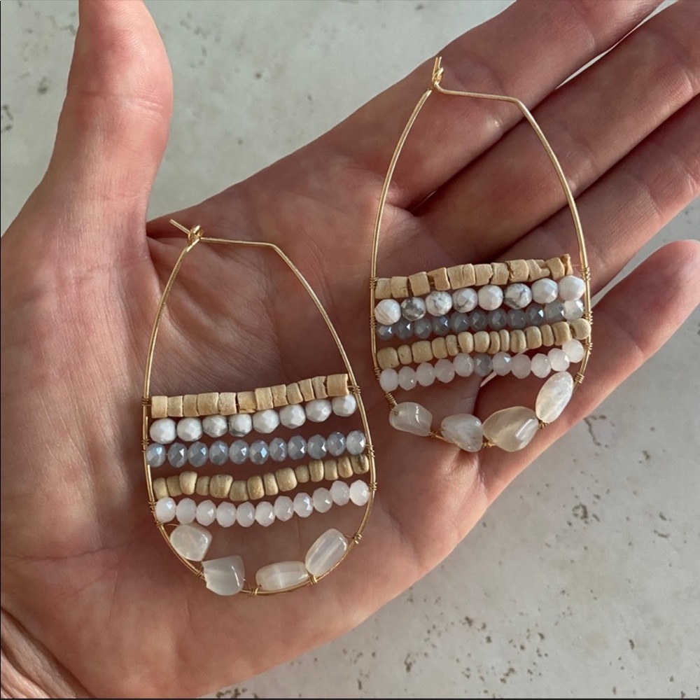 New! Anthro Julien Beaded Hoop Earrings - Picture 6 of 6